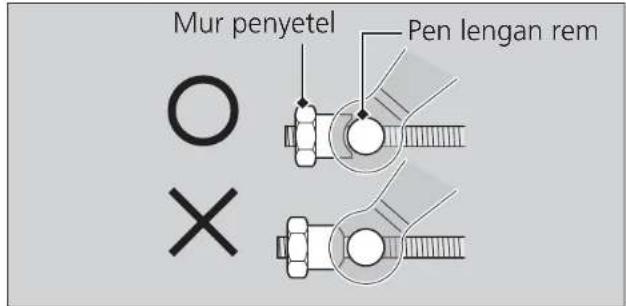 Mur penyetel Pen lengan rem