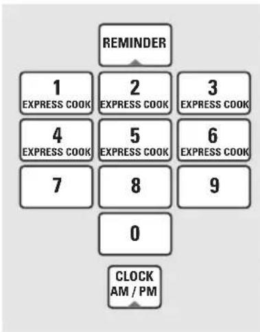 REMINDER 1 EXPRESS COOK 2 EXPRESS COOK 3 EXPRESS COOK 4 EXPRESS COOK 5 EXPRESS COOK 6 EXPRESS COOK 7 8 9 0 CLOCK AM / PM