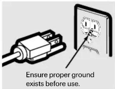 Ensure proper ground exists before use.