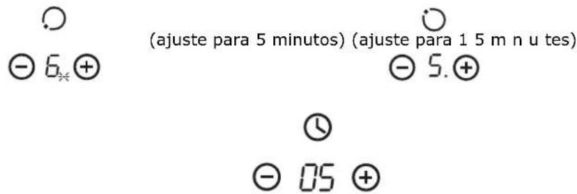 (ajuste para 5 minutos) (ajuste para 1 5 m n u tes) - 6.⊕ - 5.⊕ ime - 05 +