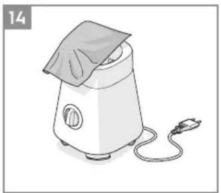 Illustration of a kitchen blender with a cloth cover and cord, no text or symbols present