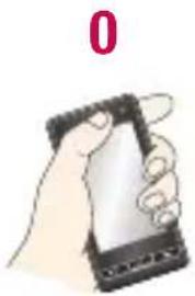 Hand holding a smartphone with the number 0 above it (no text or symbols on the device itself)