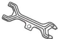 Line drawing of a mechanical wrench. No text or symbols.