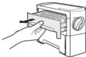 Line drawing of a hand inserting a card into a machine (no text or symbols)