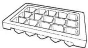Line drawing of a rectangular ice cream mold with multiple cavities. No text or symbols.