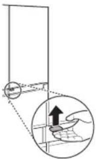 Diagram illustrating a hand holding a tool with an arrow indicating upward motion, showing a circular component and dashed line.