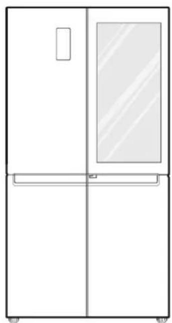 Line drawing of a double door with front panel and side door, no text or symbols present.