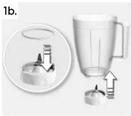 Illustration of a blender with a lid, side view, and top view showing liquid and brush (no text or symbols)