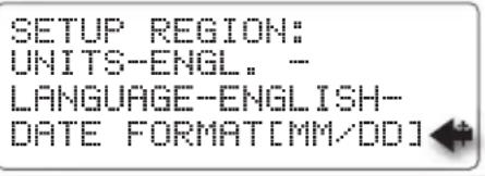 SETUP REGION: UNITS-ENGL. - LANGUAGE-ENGLISH- DATE FORMAT[MM/DD]
