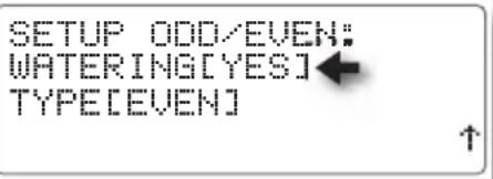 SETUP ODD/EVEN: WATERING[YES] TYPE[EVEN]