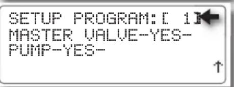 SETUP PROGRAM: [ 1] MASTER VALVE-YES- PUMP-YES-