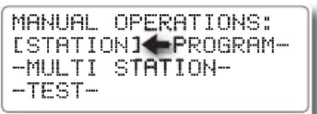 MANUAL OPERATIONS: [STATION]←PROGRAM- -MULTI STATION- -TEST-