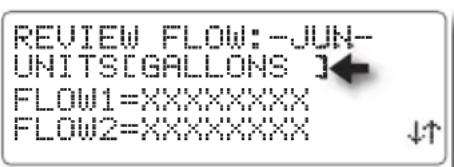 REVIEW FLOW: -JUN- UNITS[GALLONS] FLOW1=XXXXXXXX FLOW2=XXXXXXXX