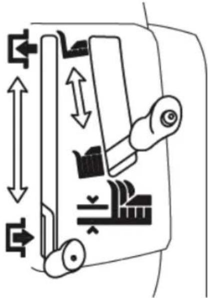 Diagram showing vehicle door seat with directional arrows and component labels