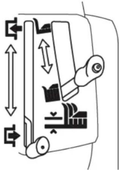 Diagram showing vehicle door lock mechanism with directional arrows and component labels