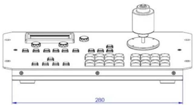 Technical line drawing of a mechanical device with ports and a cylindrical component, dimensioned 280 (no text or symbols)