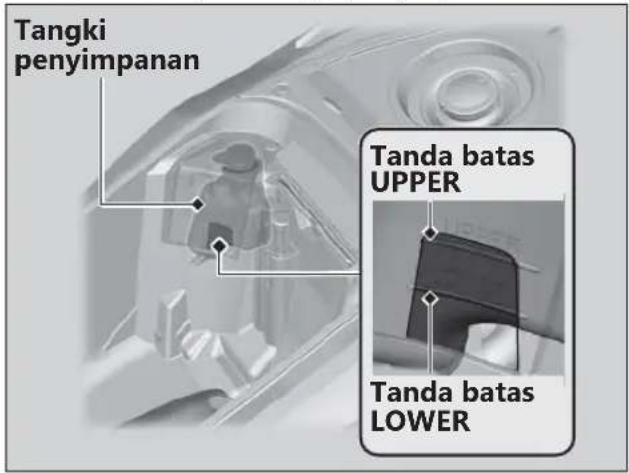 Tangki penyimpanan Tanda batas UPPER Tanda batas LOWER