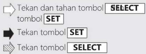 Tekan dan tahan tombol SELECT tombol SET Tekan tombol SET Tekan tombol SELECT