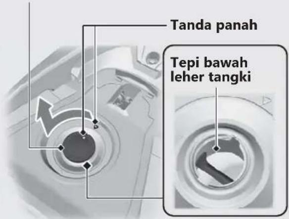 Tanda panah Tepi bawah leher tangki