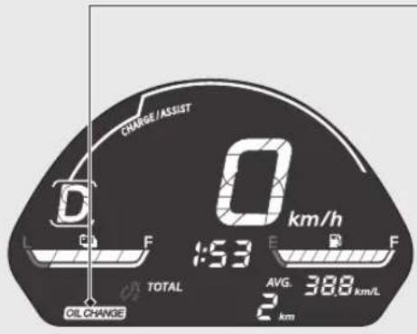 CHARGE/ASSIST D 0 km/h L F 1:53 E F OIL CHANGE TOTAL AVG. 388 km/L 2 km