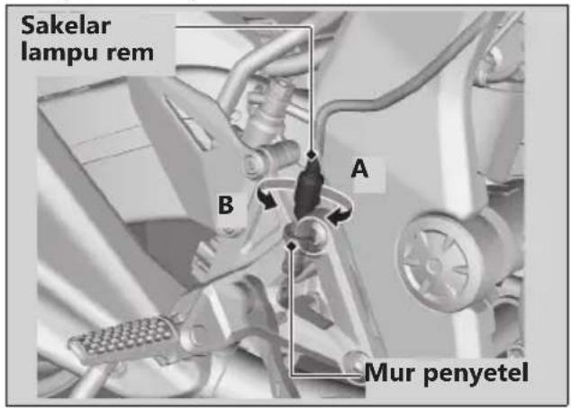 Sakelar lampu rem A B Mur penyetel
