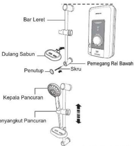HITACHI HES-36WY - 4) Pemasangan Penyangkut Pancuran. - 4