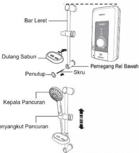 HITACHI HES-36WPY - 4) Pemasangan Penyangkut Pancuran. - 4