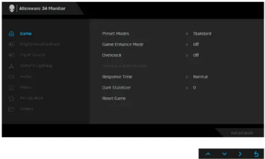 ALIENWARE AW3418HW - Mengakses Sistem Menu - 2