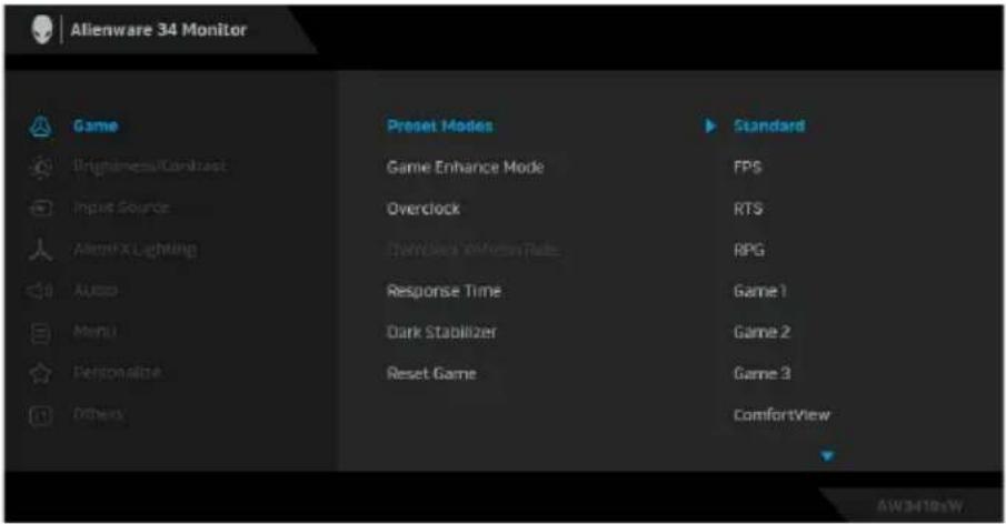ALIENWARE AW3418HW - Mengakses Sistem Menu - 6