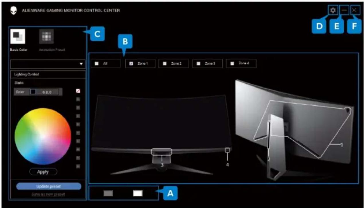 ALIENWARE AW3418HW - Menavigasi aplikasi AlienFX - 1