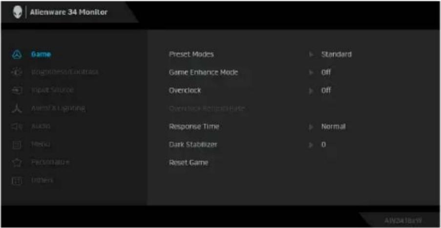 ALIENWARE AW3418HW - Mengakses Sistem Menu - 4