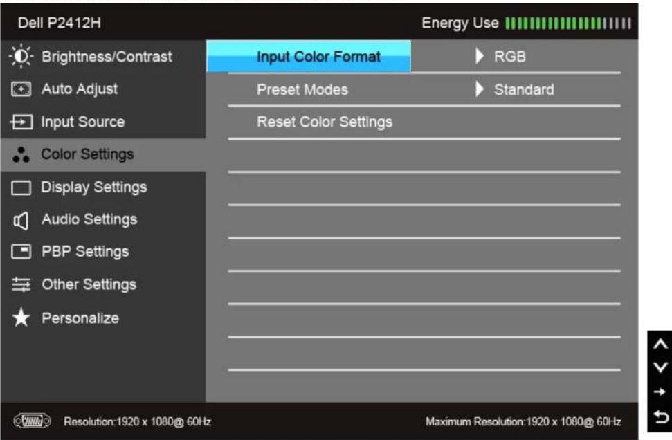 DELL P2412H - Ikon Menu dan Submenu Keterangan - 10
