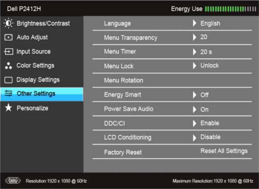 DELL P2412H - Ikon Menu dan Submenu Keterangan - 16