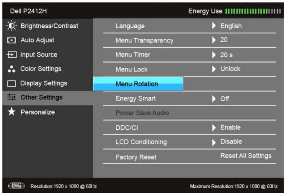 DELL P2412H - Meningkatkan Perangkat Lunak Rotasi Menu - 1