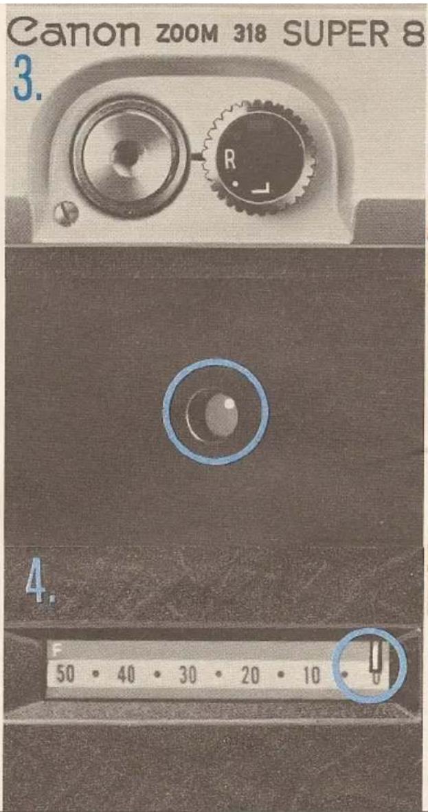 Canon ZOOM 318 SUPER 8 3. R 4. F 50 • 40 • 30 • 20 • 10 • U