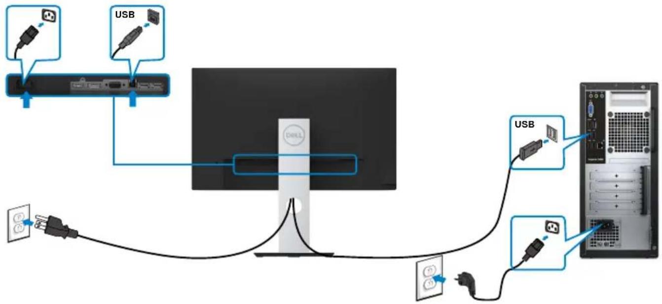DELL S2319HS - Menyambungkan kabel USB - 1