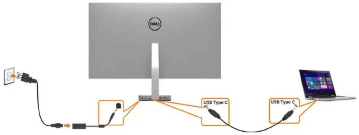 DELL S2718D - Menyambungkan kabel USB Tipe C (C ke C) - 1