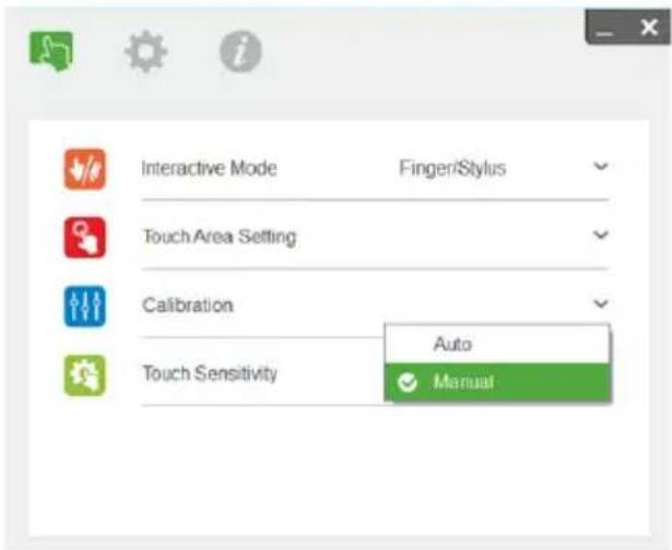 Interactive Mode Finger/Stylus Touch Area Setting Calibration Touch Sensitivity Auto Manual