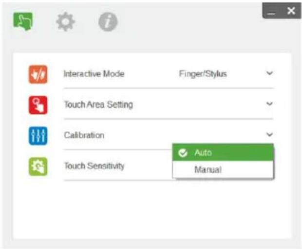 Interactive Mode Finger/Stylus Touch Area Setting Calibration Touch Sensitivity Auto Manual