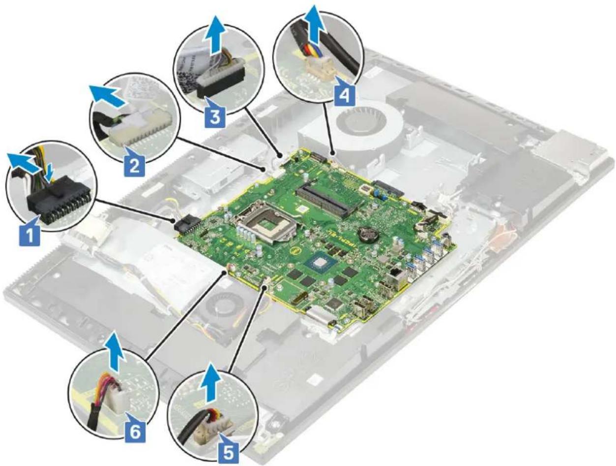 DELL OptiPlex 7760 - Lepaskan sambungan kabel berikut dari board sistem: - 1