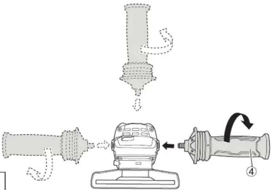 Diagram illustrating a mechanical process with labeled steps and directional arrows indicating motion or assembly.