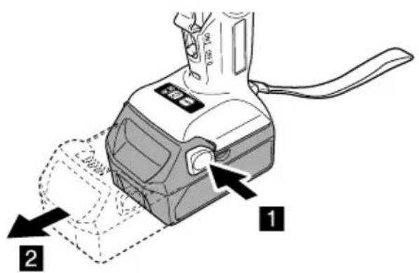 Diagram of a cleaning or cleaning device with labeled parts and directional arrows indicating movement or assembly.