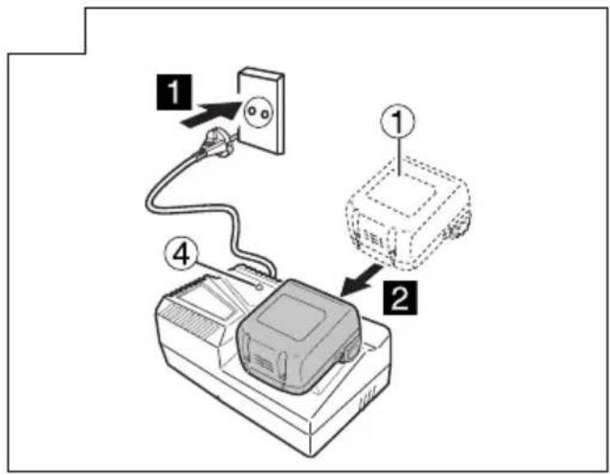 Diagram showing a device setup with labeled components: power outlet, switch, and monitor unit.
