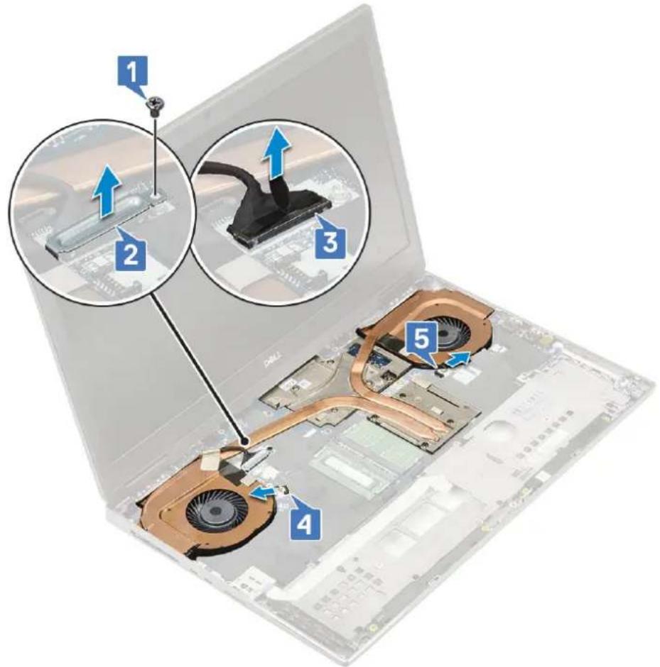 DELL Precision 7740 - Melepaskan rakitan unit pendingin - 1