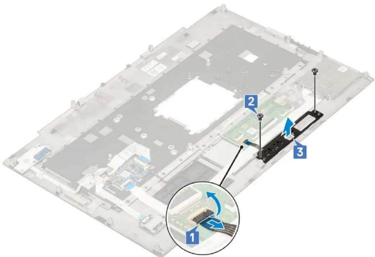 DELL Precision 7740 - Melepaskan tombol Panel sentuh - 1