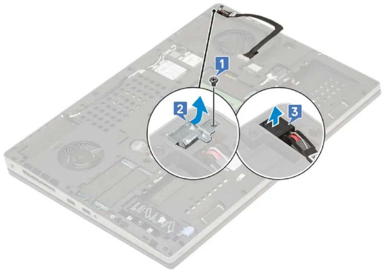 DELL Precision 7740 - Melepaskan port konektor daya - 2