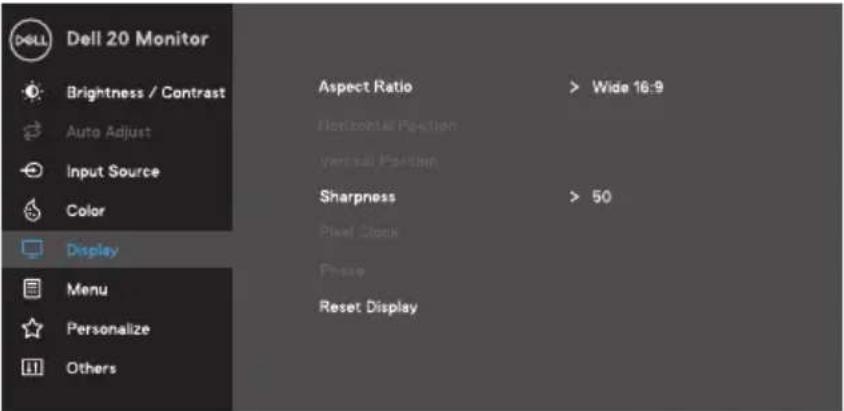 DELL D2020H - Mengakses menu OSD - 13