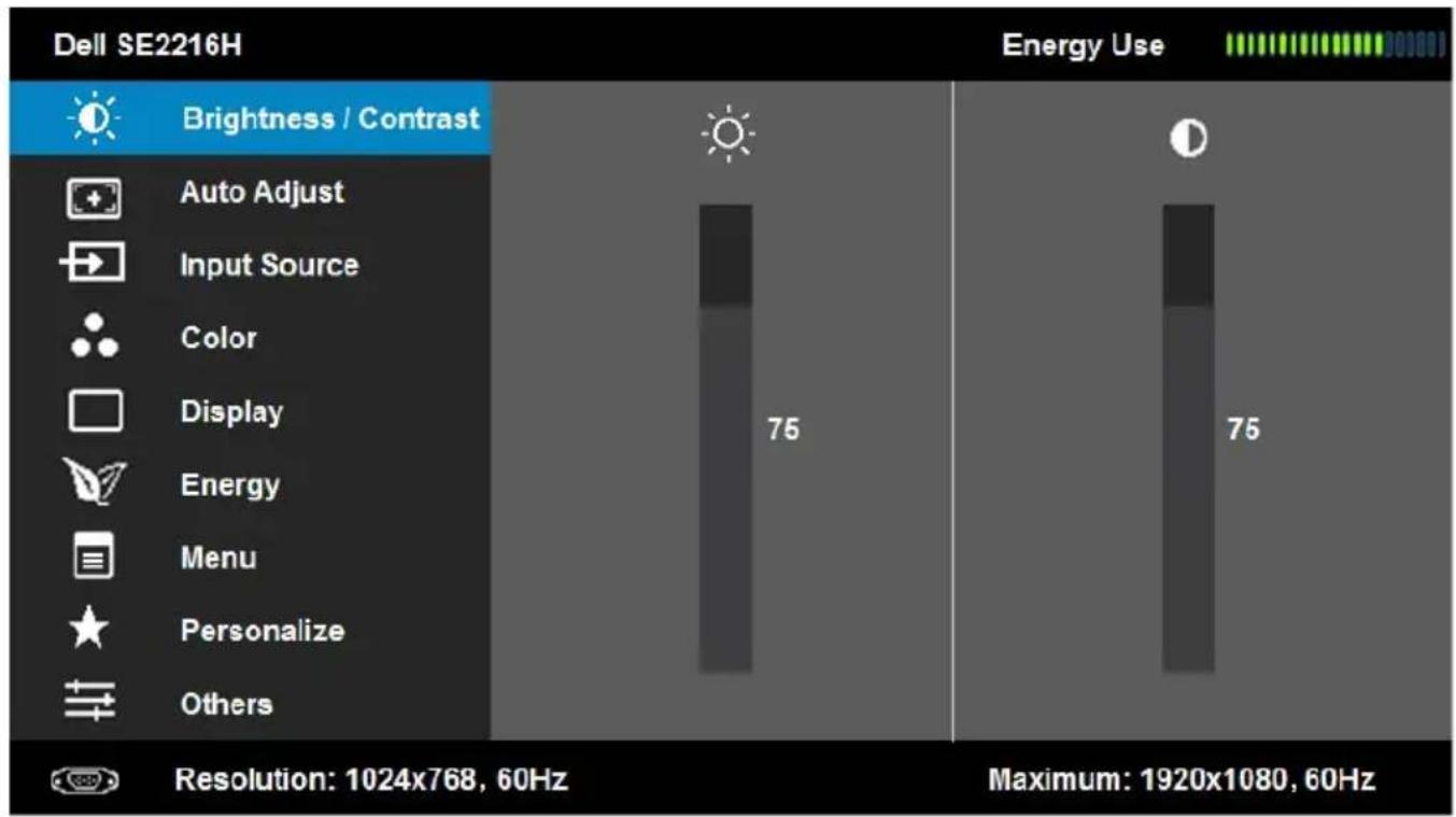 DELL SE2216HM - Mengakses Sistem Menu - 2