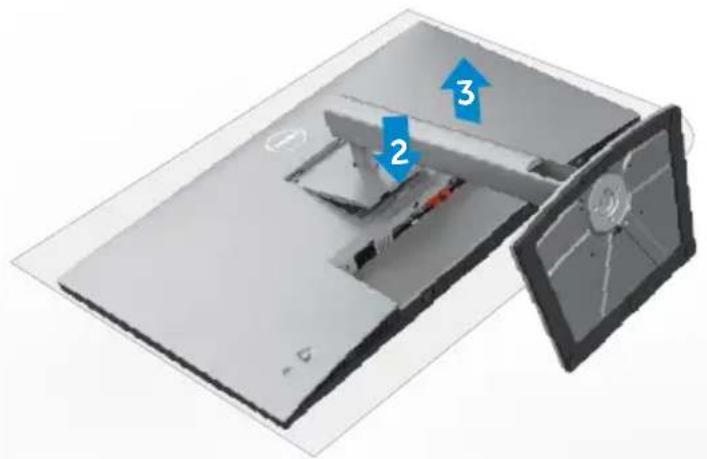 DELL UltraSharp U2722DX - Untuk melepas penyangga: - 1