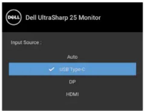 Dell UltraSharp 25 Monitor Input Source : Auto ✓ USB Type-C DP HDMI